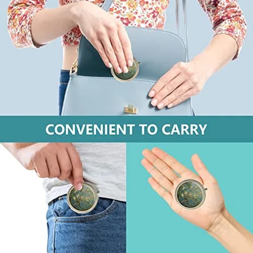 Hion Retro Floral Pill Case with Mirror 5cm (2in) | 3 Compartment Travel Organizer thumbnail 6