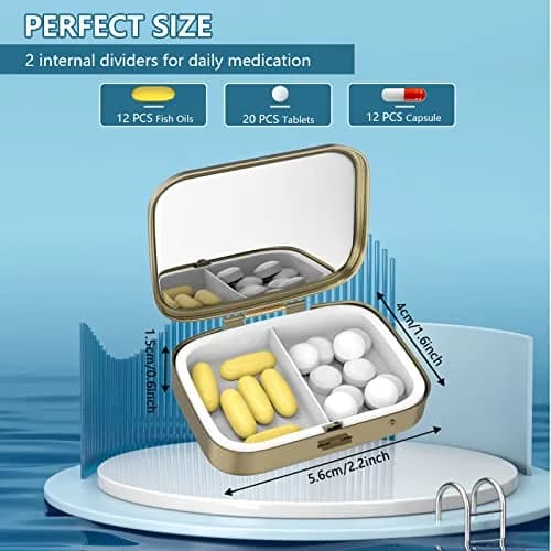 Hion Retro Mandala Pill Case with Mirror 2 Compartment 5 cm (2 in) | FDA Approved Pill Dispenser thumbnail 3