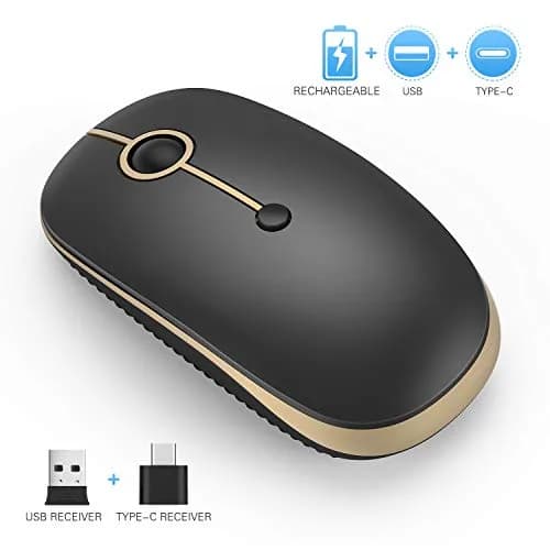 VssoPlor Type C Wireless Mouse Black Gold | Rechargeable USB C & USB Dual Mode Mouse for MacBook thumbnail 9