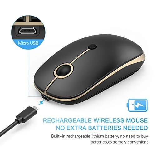 VssoPlor Type C Wireless Mouse Black Gold | Rechargeable USB C & USB Dual Mode Mouse for MacBook thumbnail 2