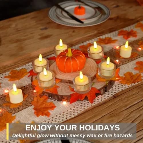 Homemory Rechargeable Tea Lights Candles with Remote, 12-Pack | Dimmable, Timer, Lifelong Use thumbnail 5