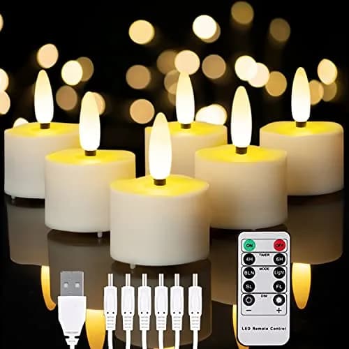 Homemory Rechargeable Tea Lights Candles with Remote Timer | Flameless LED Candle Set for Home Decor thumbnail 1