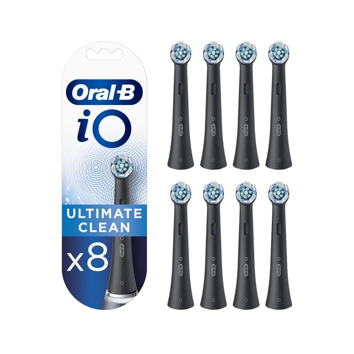 Oral-B iO Ultimate Cleaning Toothbrush Heads - Black (Pack of 8) | Plaque Removal with Color-Changing Bristles