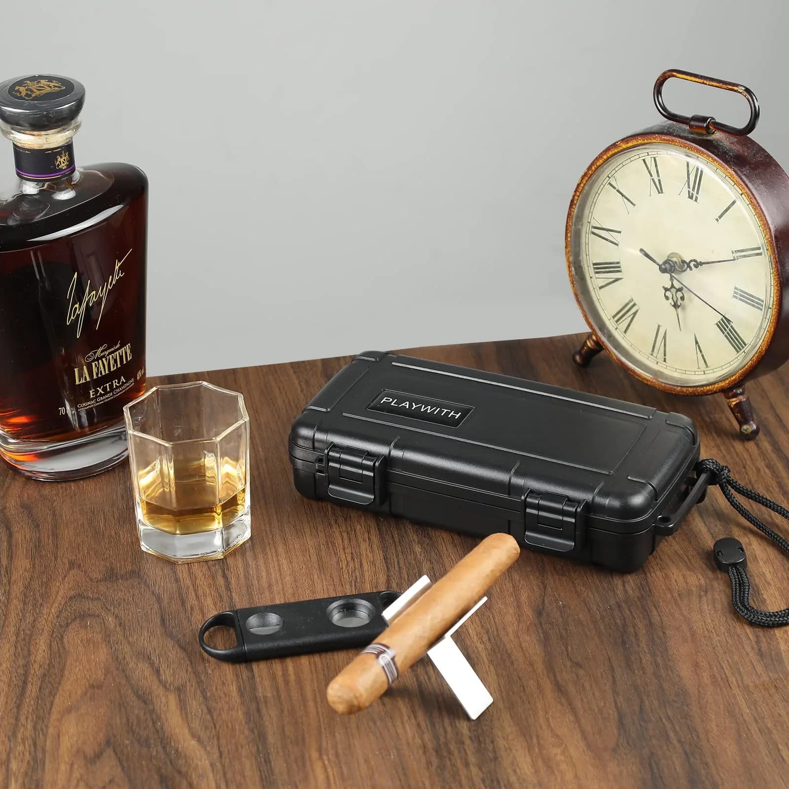 PLAYWITH Travel Humidor Box with Accessories - Black 23.5cm (9.4 inch) | Waterproof & Crushproof Cigar Case - view 6