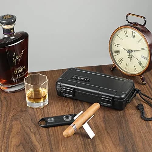 PLAYWITH Travel Humidor Box with Accessories - Black 23.5cm (9.4 inch) | Waterproof & Crushproof Cigar Case thumbnail 6