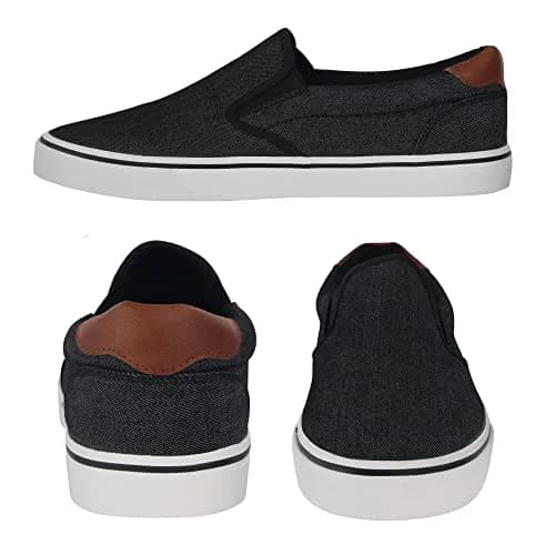 TOBER Men's Black Canvas Slip-On Shoes 25.4 cm (10 in) | Classic Laceless Walking Sneakers thumbnail 3