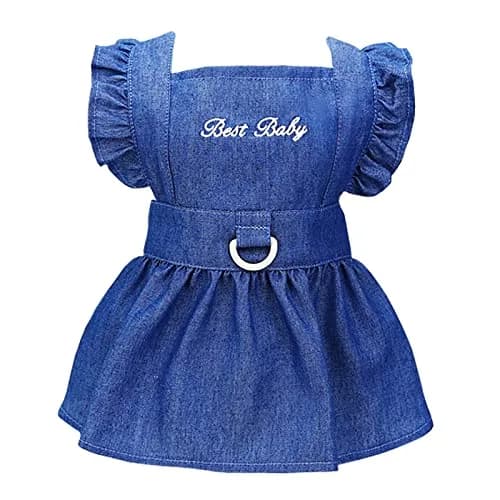 Izefia Dog Dress Puppy Luxury Skirt Clothes XL | Elegant Denim & Cotton for Small Dogs thumbnail 1