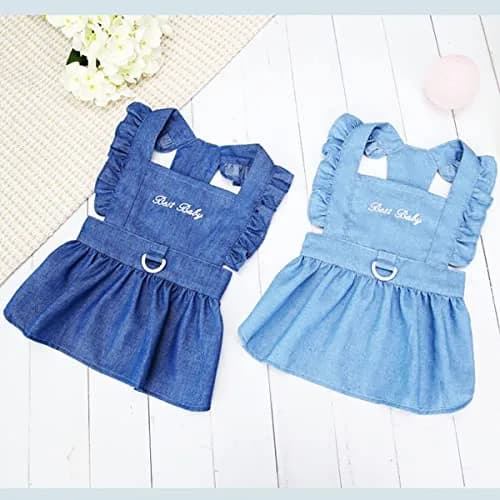 Izefia Dog Dress Puppy Luxury Skirt Clothes XL | Elegant Denim & Cotton for Small Dogs thumbnail 6