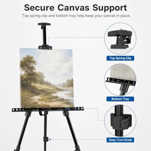 RRFTOK Adjustable Metal Tripod Art Easel Stand 17-66 in (43-168 cm) with Bag | Holds up to 4.5 kg Canvas thumbnail 7