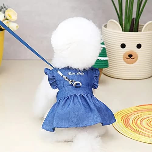 Izefia Dog Dress Puppy Luxury Skirt Clothes Navy Blue | Elegant Small Dog Outfit thumbnail 2