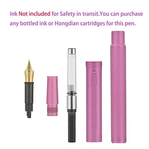 Asvine Hongdian 1851 Pink Forest Fountain Pen Medium Nib 0.8mm (0.031in) | Classic Design with Converter and Metal Pen Case thumbnail 5