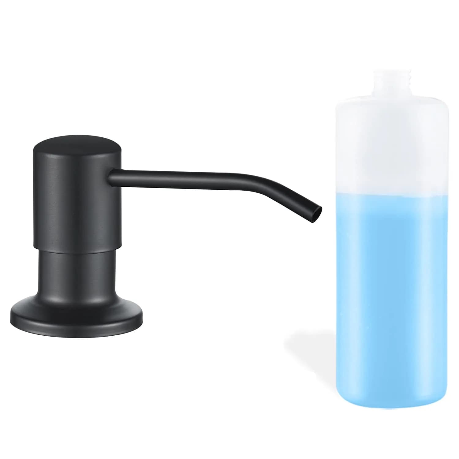 DOILIESE Matte Black Built-in Soap Dispenser for Kitchen Sink 500ml (17 Fl Oz) | Countertop Pump Head for Dish Soap & Hand Lotion - main product image
