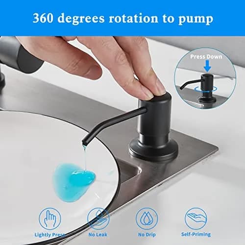 DOILIESE Matte Black Built-in Soap Dispenser for Kitchen Sink 500ml (17 Fl Oz) | Countertop Pump Head for Dish Soap & Hand Lotion thumbnail 4