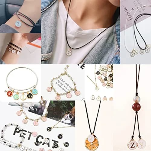 NSBELL 104PCS Letter Charms for Jewelry Making - Double Sided Alphabet Charms 0.5 inch (1.27 cm) Diameter thumbnail 4