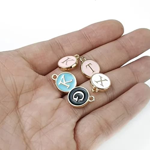 NSBELL 104PCS Letter Charms for Jewelry Making - Double Sided Alphabet Charms 0.5 inch (1.27 cm) Diameter thumbnail 5