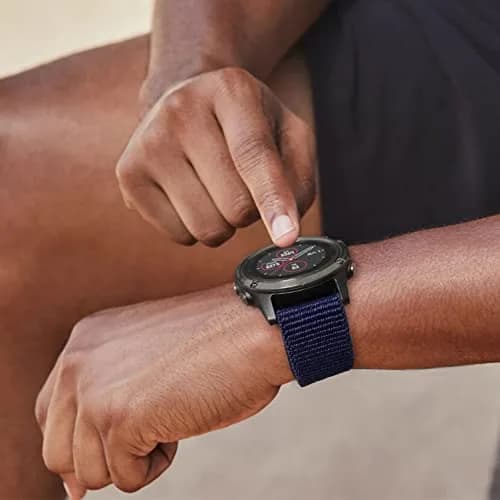 Abanen Woven Nylon Watch Band for Garmin Fenix 8/epix Pro/Fenix 7/6/5 47mm, 22mm Dark Blue Sport Wristband Strap for Instinct 3 45mm | Breathable & Washable thumbnail 7