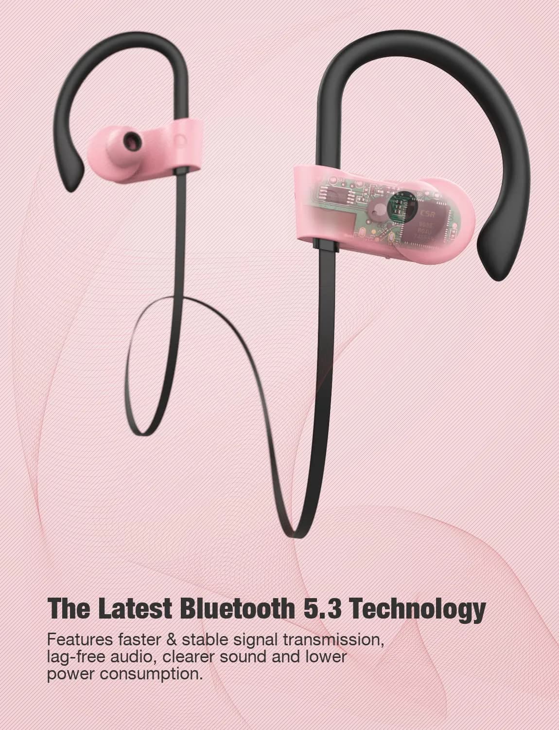 Otium U18 Wireless Earbuds Bluetooth 5.3 In-Ear Headphones with Mic, IPX7 Waterproof, 16 Hours Playtime, Rose - view 5
