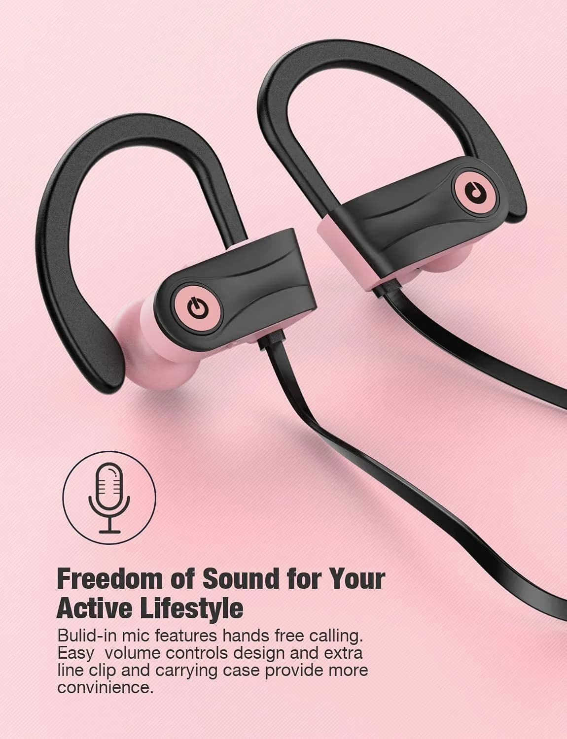 Otium U18 Wireless Earbuds Bluetooth 5.3 In-Ear Headphones with Mic, IPX7 Waterproof, 16 Hours Playtime, Rose - view 6