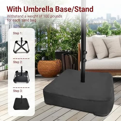Bigroof 15ft Large Patio Umbrella with Base Included, Red | Extra Large 135 sq ft Shade, Durable Steel & Polyester, Crank Lift, Stable Support thumbnail 4