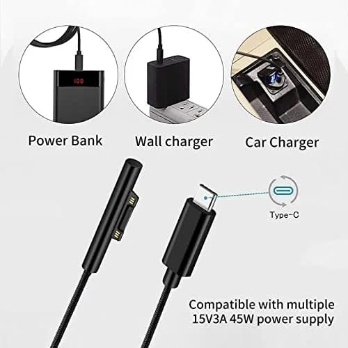 FASTELECTRIC USB-C to Surface Pro Fast Charging Adapter Cable 1m (3.3ft) | Requires 15V/3A PD Charger thumbnail 5