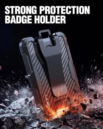 LIUGX Carbon Fiber Badge Holder with Metal Clip, 4 Cards | Durable Office ID Wallet thumbnail 4