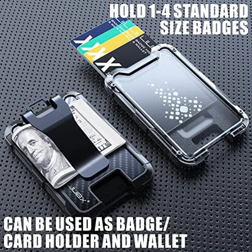 LIUGX Carbon Fiber Badge Holder with Metal Clip, 4 Cards | Durable Office ID Wallet thumbnail 5