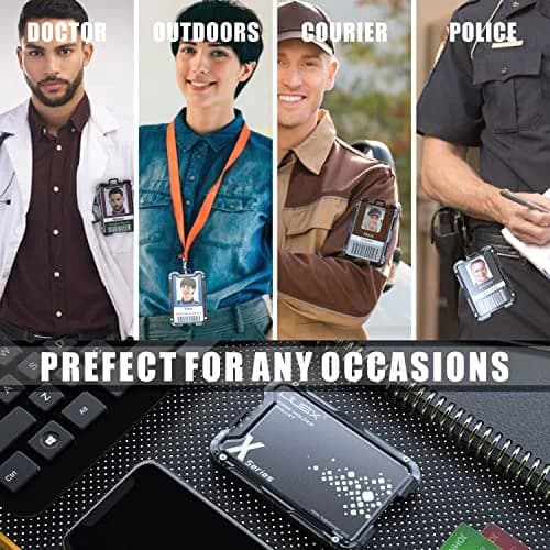 LIUGX Carbon Fiber Badge Holder with Metal Clip, 4 Cards | Durable Office ID Wallet thumbnail 7
