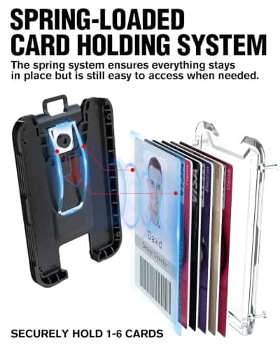 LIUGX Carbon Fiber Badge Holder with Metal Clip, 4 Cards | Durable Office ID Wallet thumbnail 3