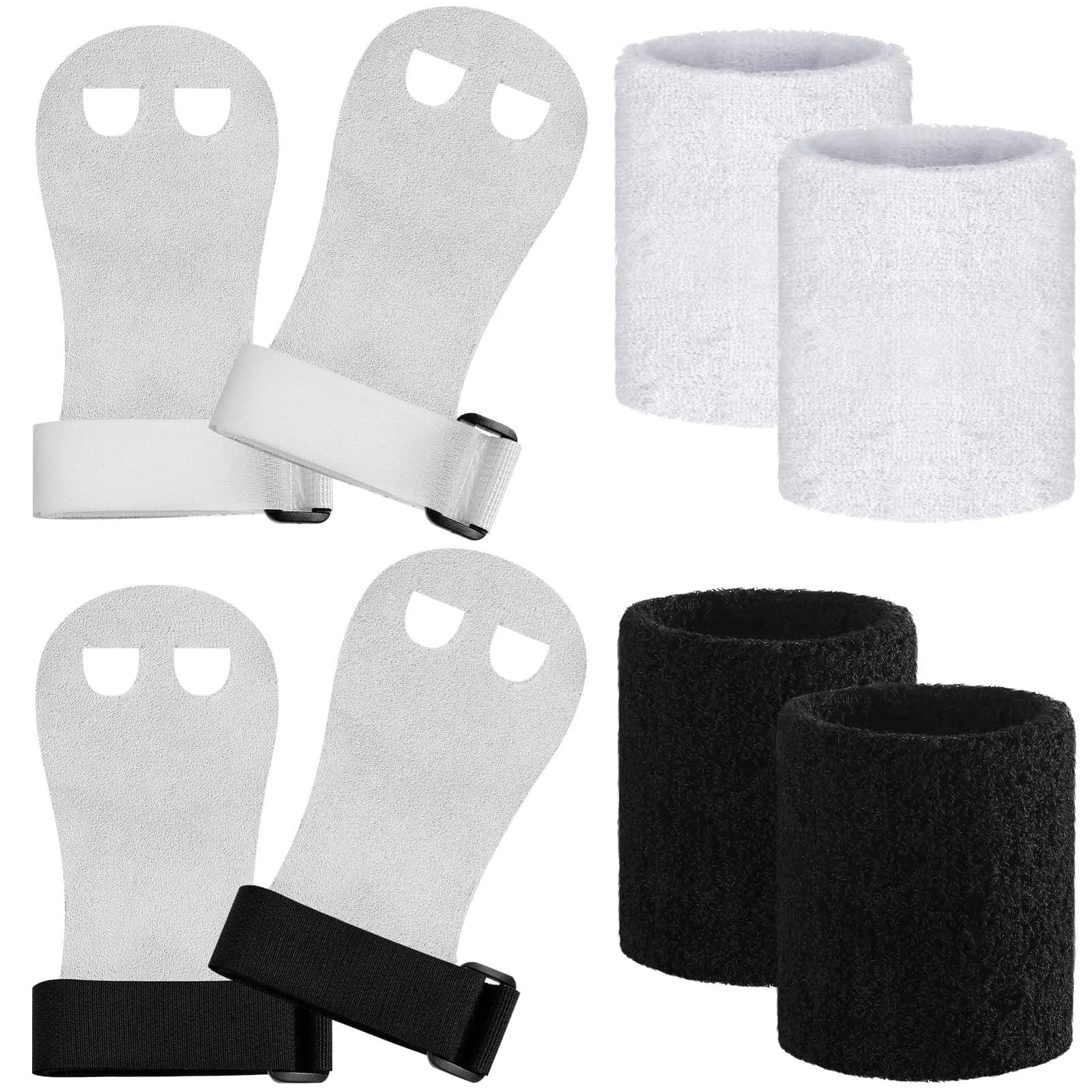 Vinsot Gymnastics Grips Wristbands Set for Kids Youth 2 Pairs Black White | Palm Protection & Wrist Support - main product image