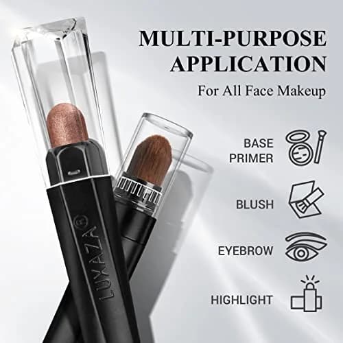 LUXAZA 3 Pcs Cream Eyeshadow Stick Set with Smudge Brush, Champagne Brown Nude | Blendable Long-Wear Eye Makeup thumbnail 6