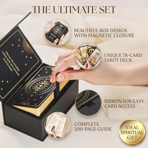 Wyspell Gold Tarot Cards with Guide Book - Unique Tarot Deck for Beginners | Elegant Gold Foil Artwork, Classic Symbolism, 350 GSM Cardstock, Gift-Ready thumbnail 6
