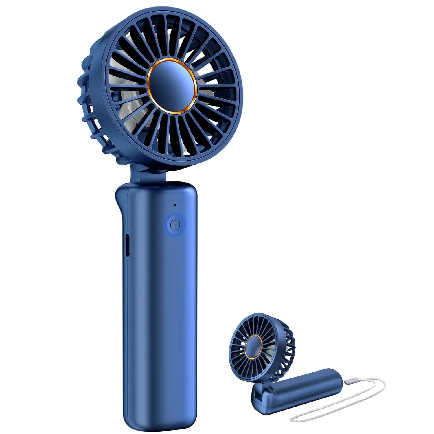 FrSara Portable Handheld Fan Rechargeable Blue | 3-Speed Mini Folding Desk Fan with 4000mAh Battery