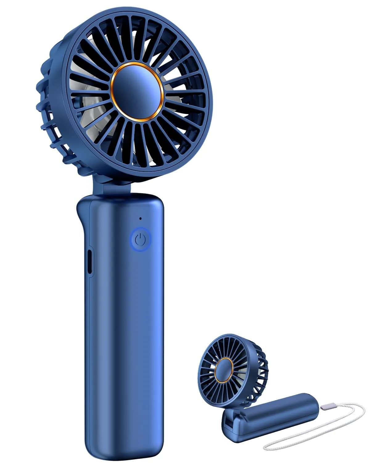FrSara Portable Handheld Fan Rechargeable Blue | 3-Speed Mini Folding Desk Fan with 4000mAh Battery - main product image