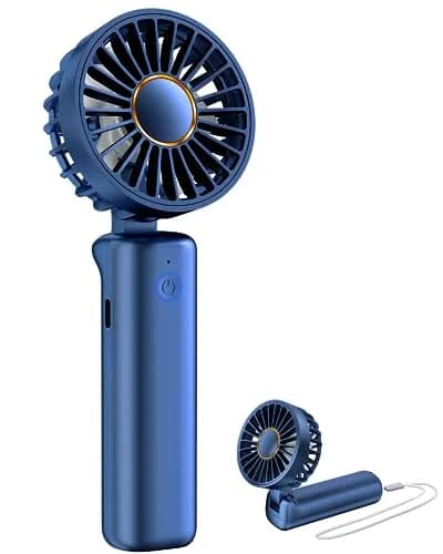 FrSara Portable Handheld Fan Rechargeable Blue | 3-Speed Mini Folding Desk Fan with 4000mAh Battery thumbnail 1