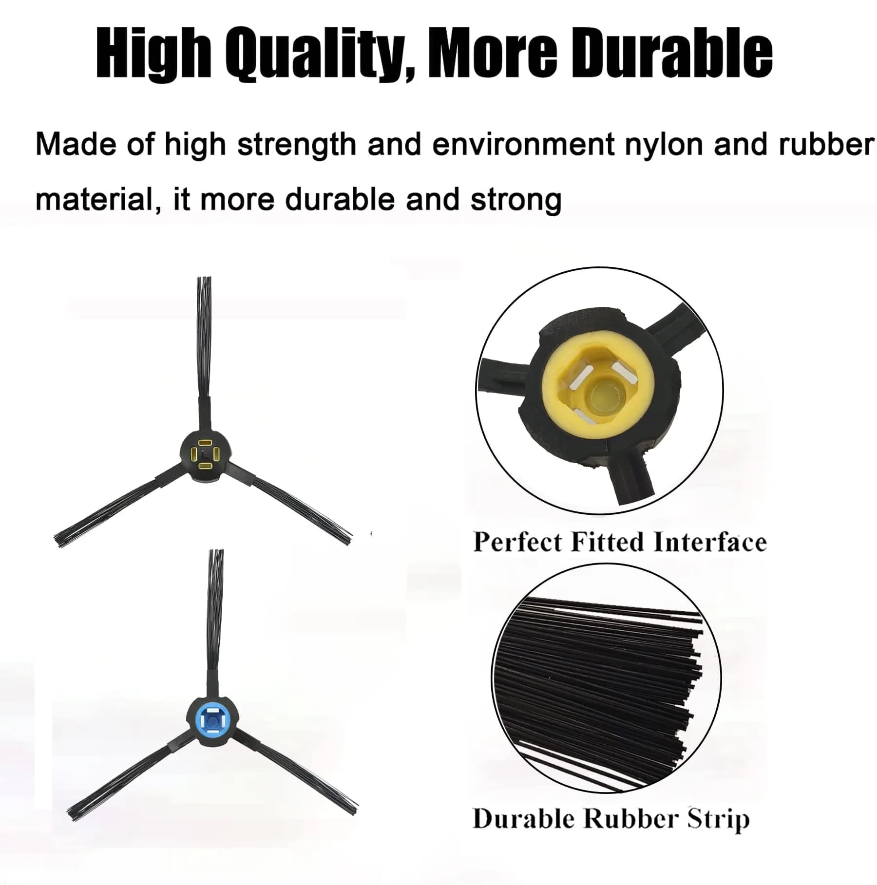 Detetap 6pcs Replacement Side Brushes for iLife V8/V80/V8S/X800/X750 Robot Vacuum Cleaner | Blue & Yellow (3 Pairs) - view 3