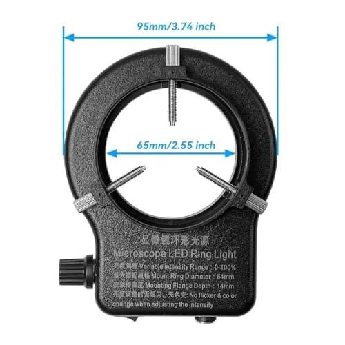 Gringoo USB LED Ring Light Illuminator for Microscopes 65mm Inner Diameter | Adjustable Brightness & Color Temperature thumbnail 2