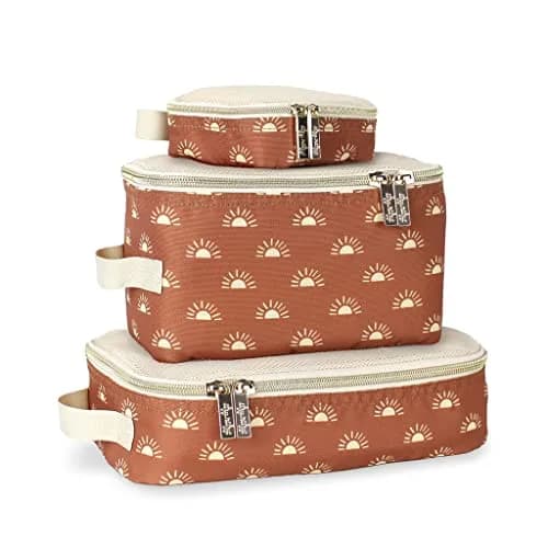 Itzy Ritzy Packing Cubes for Travel, Set of 3 Cubes (Terracotta Sunrise) | Mesh Top, Handles & Dual Zippers thumbnail 1