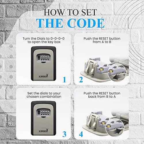Kingsley Extra Large Capacity Key Storage Box QCH-812 | 156g (5.5oz) Metal & Steel, 10,000 Combinations, Wall Mounted or Hanging thumbnail 4