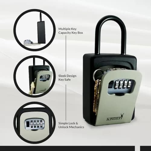 Kingsley Extra Large Capacity Key Storage Box QCH-812 | 156g (5.5oz) Metal & Steel, 10,000 Combinations, Wall Mounted or Hanging thumbnail 6