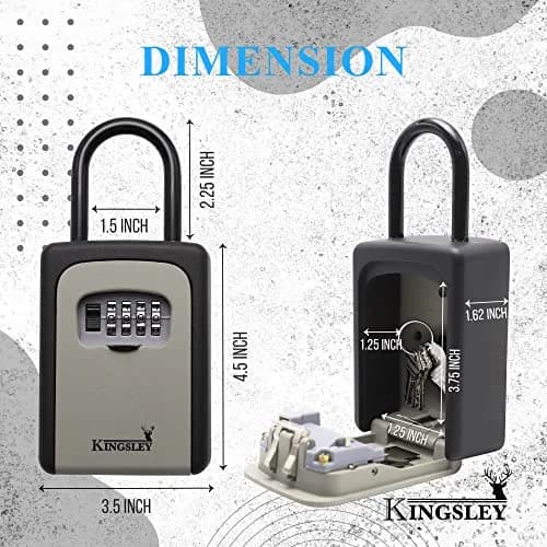 Kingsley Extra Large Capacity Key Storage Box QCH-812 | 156g (5.5oz) Metal & Steel, 10,000 Combinations, Wall Mounted or Hanging thumbnail 3