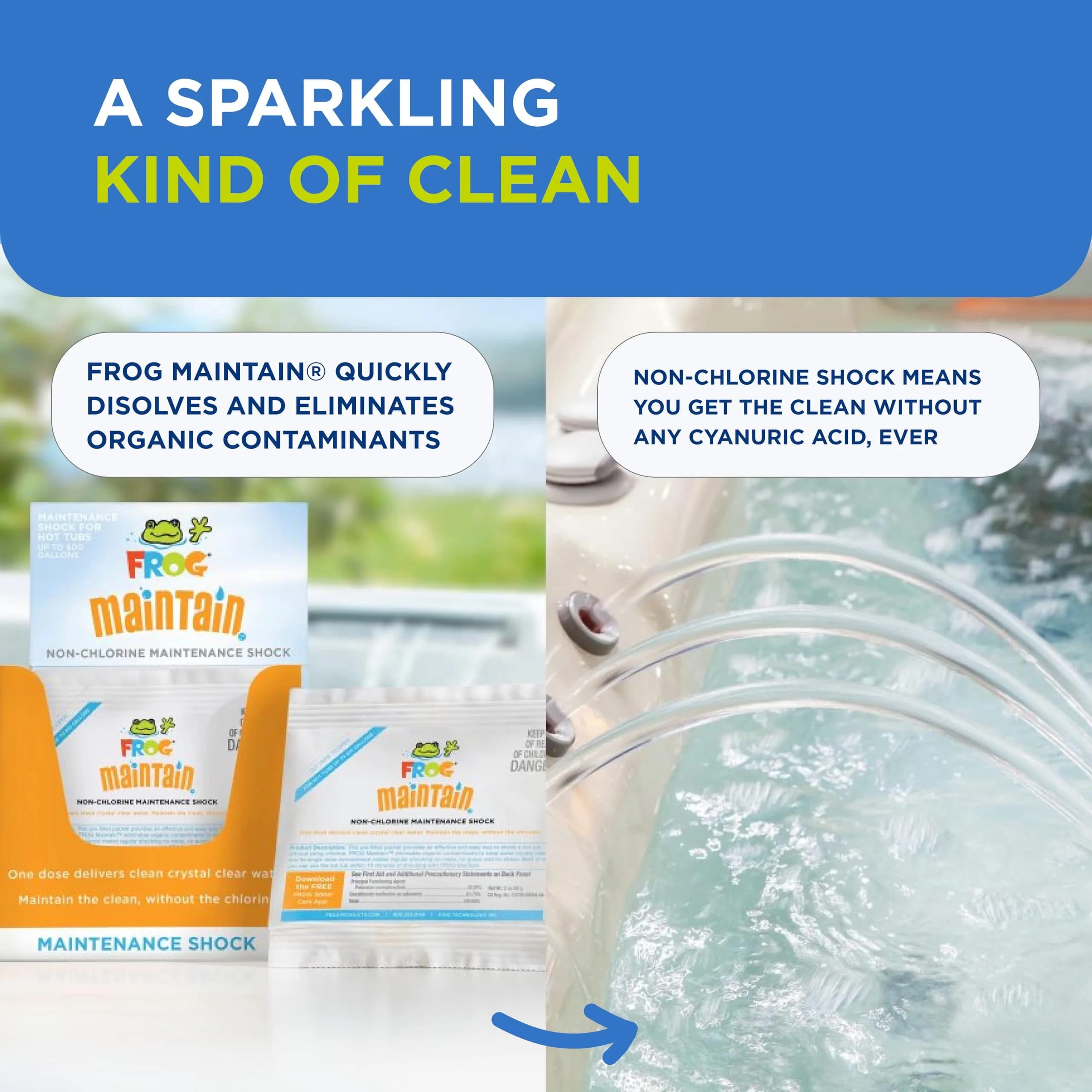 FROG Maintain Non-Chlorine Shock for Hot Tubs 12 Pack | Easy Water Care, Up to 600 Gallons - view 6