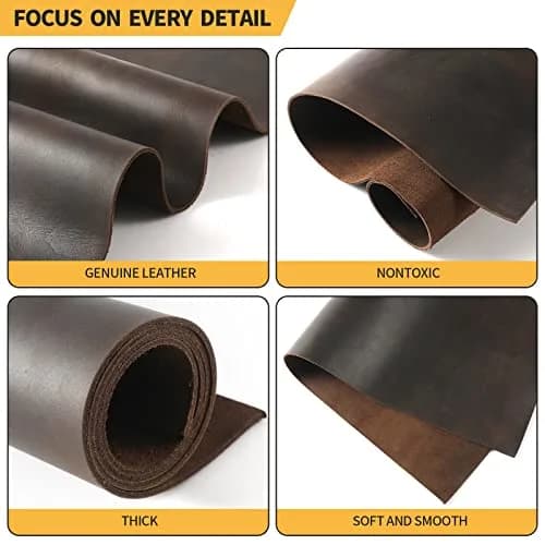 RingSun 12''X24'' Full Grain Leather Sheets for Crafts (2mm) | Genuine Leather for Tooling & Sewing thumbnail 5
