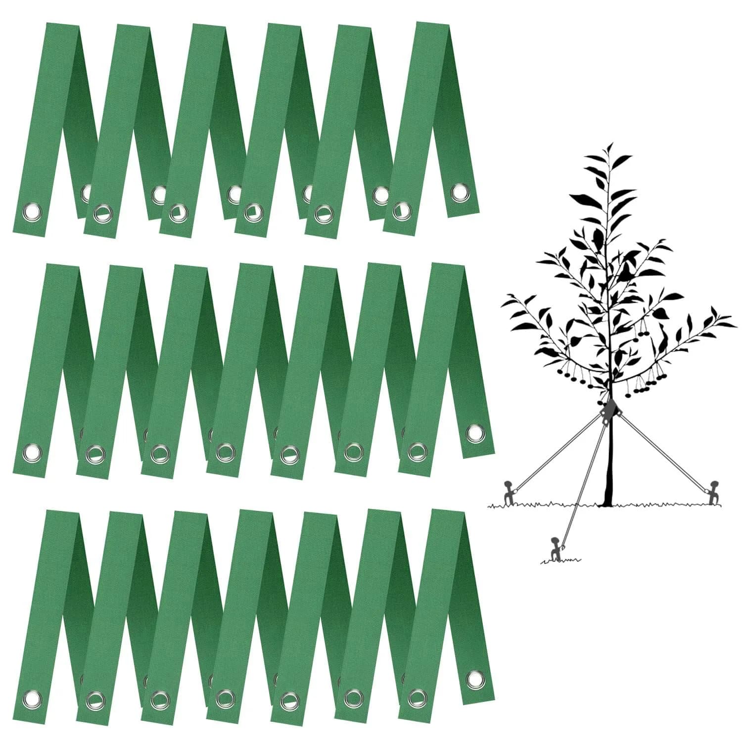 FCENDS Green 20 PCS Tree Support Straps | 39.6 cm (15.8 In) Nylon Webbing for Saplings & Hurricane Protection — 15.8 In