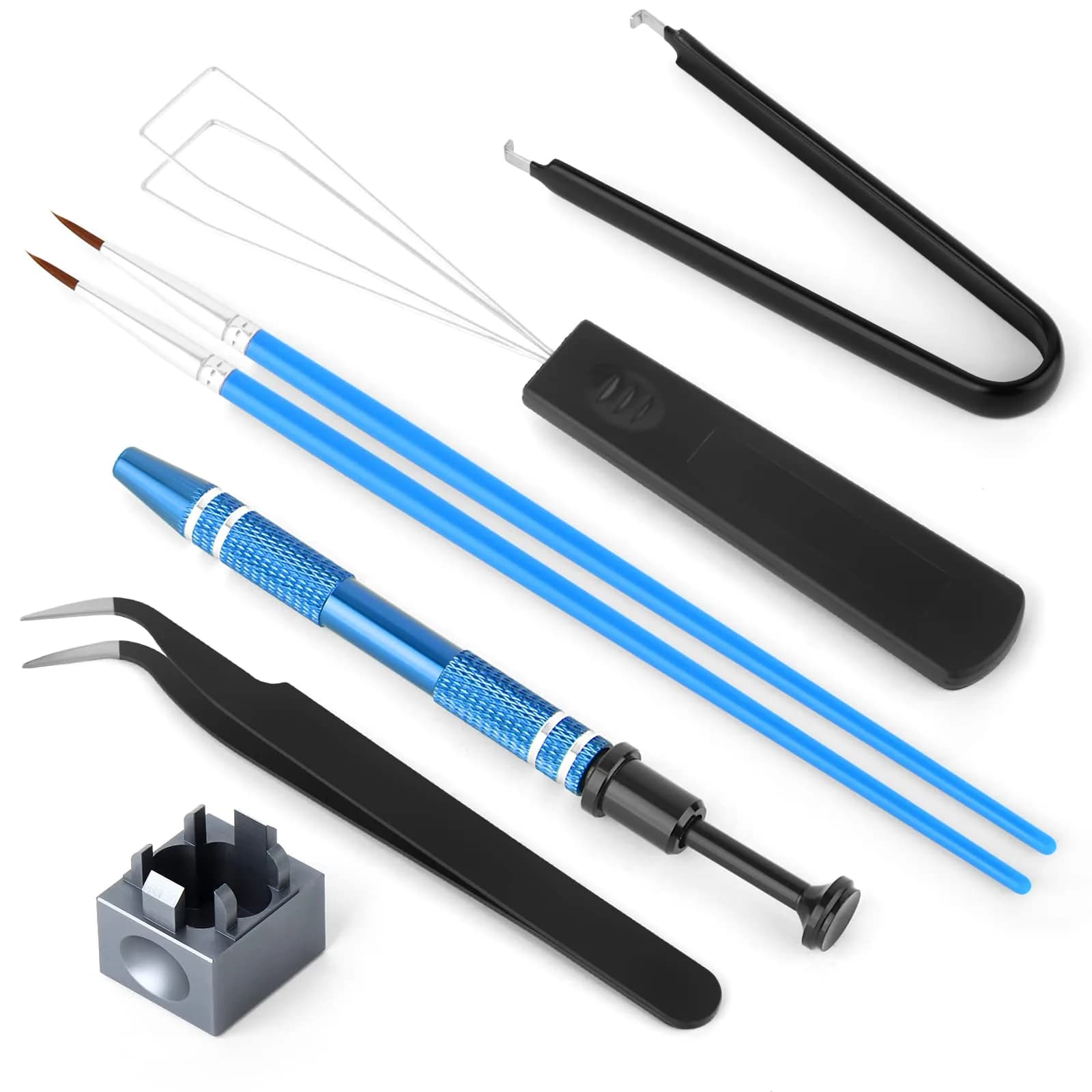 YIMAGUJRX Keyboard Lube Kit with Switch Opener, Tweezers, Keycap & Switch Pullers, Lubrication Brush for Custom Keyboard (6 Pcs) — Lube Kit-F