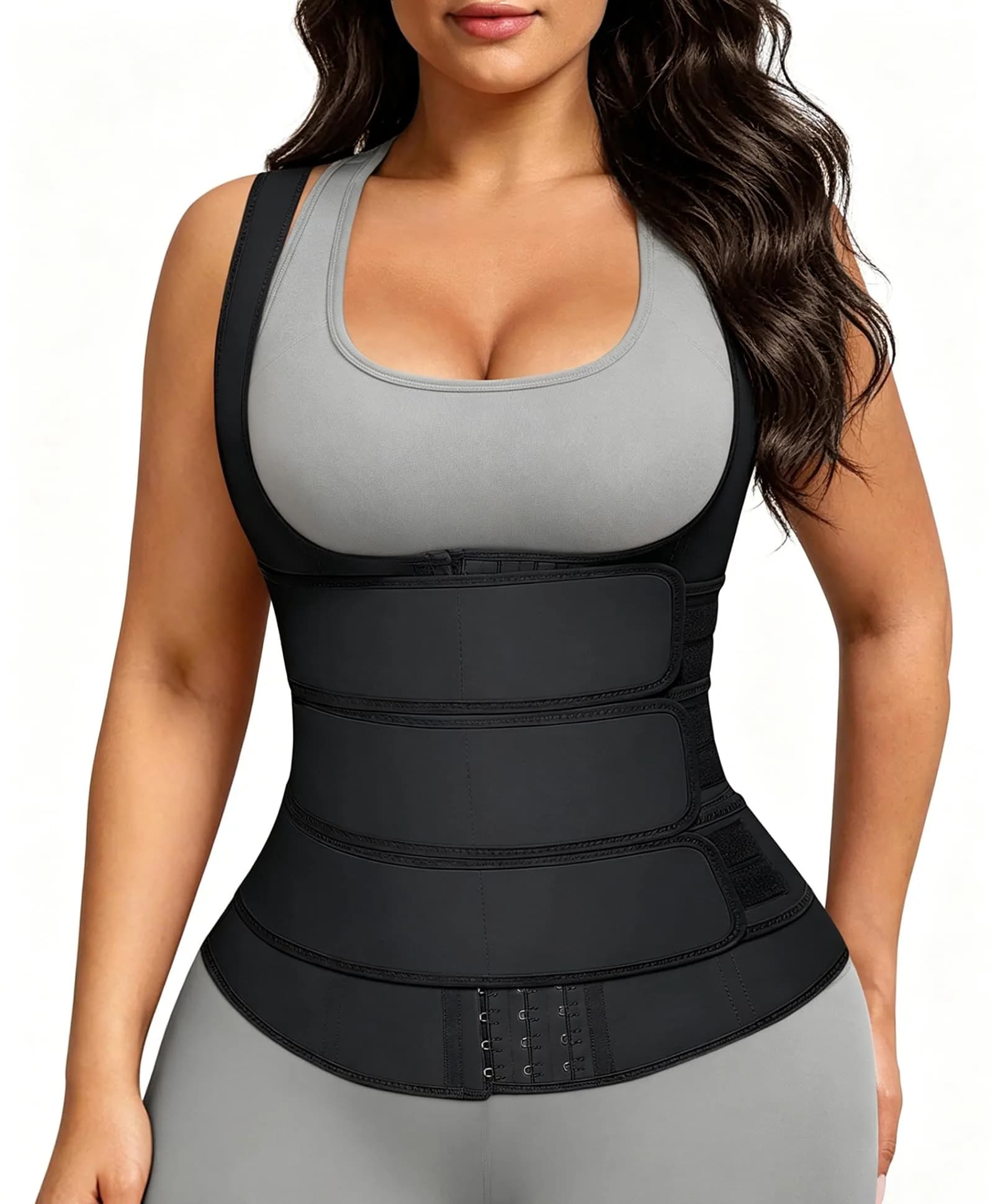 FeelinGirl Waist Trainer for Women Latex Cincher Corset Vest | Slimming & Shaping Support — A-black