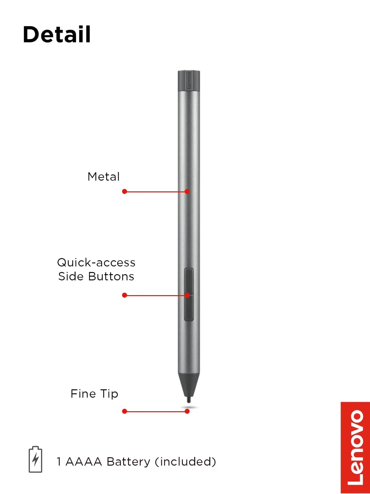 Lenovo Digital Pen 2 Active Stylus 17.3g (0.61 oz) | 4096 Pressure Levels for Natural Writing - view 6