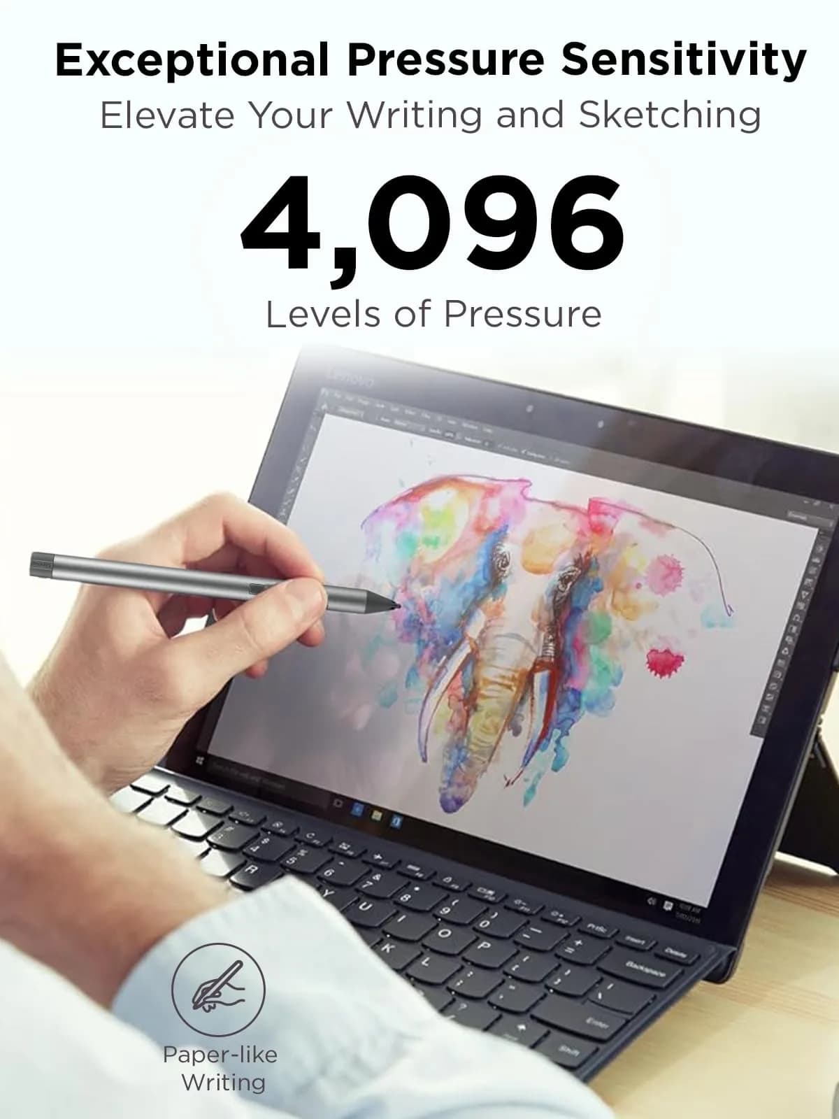Lenovo Digital Pen 2 - Silver/Grey | 4,096 Pressure Levels, Ultra-Tactile Response - view 4