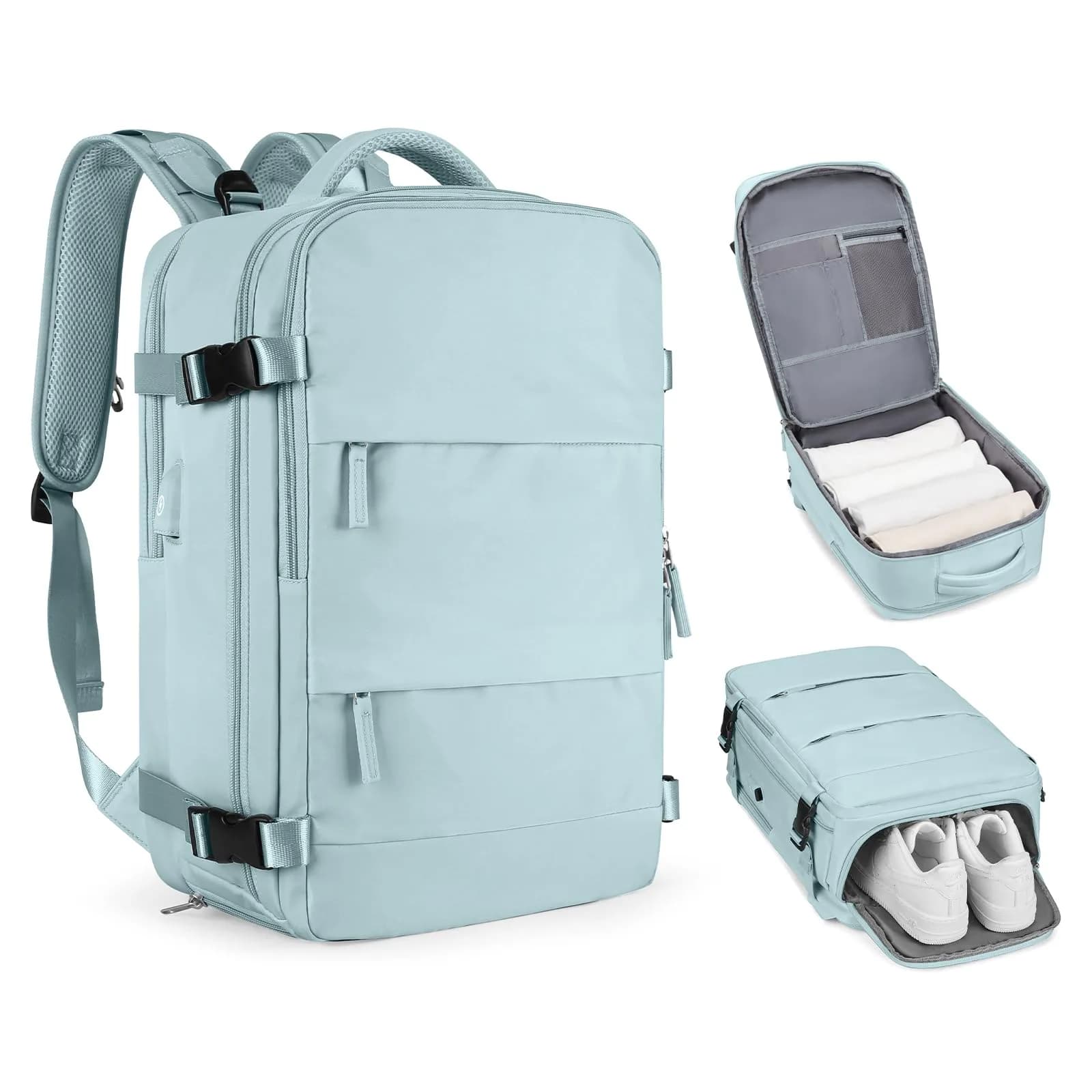 coofay Travel Backpack for Women Men | Airline Approved Waterproof Daypack 15.6" Laptop | Small Hiking Bag
