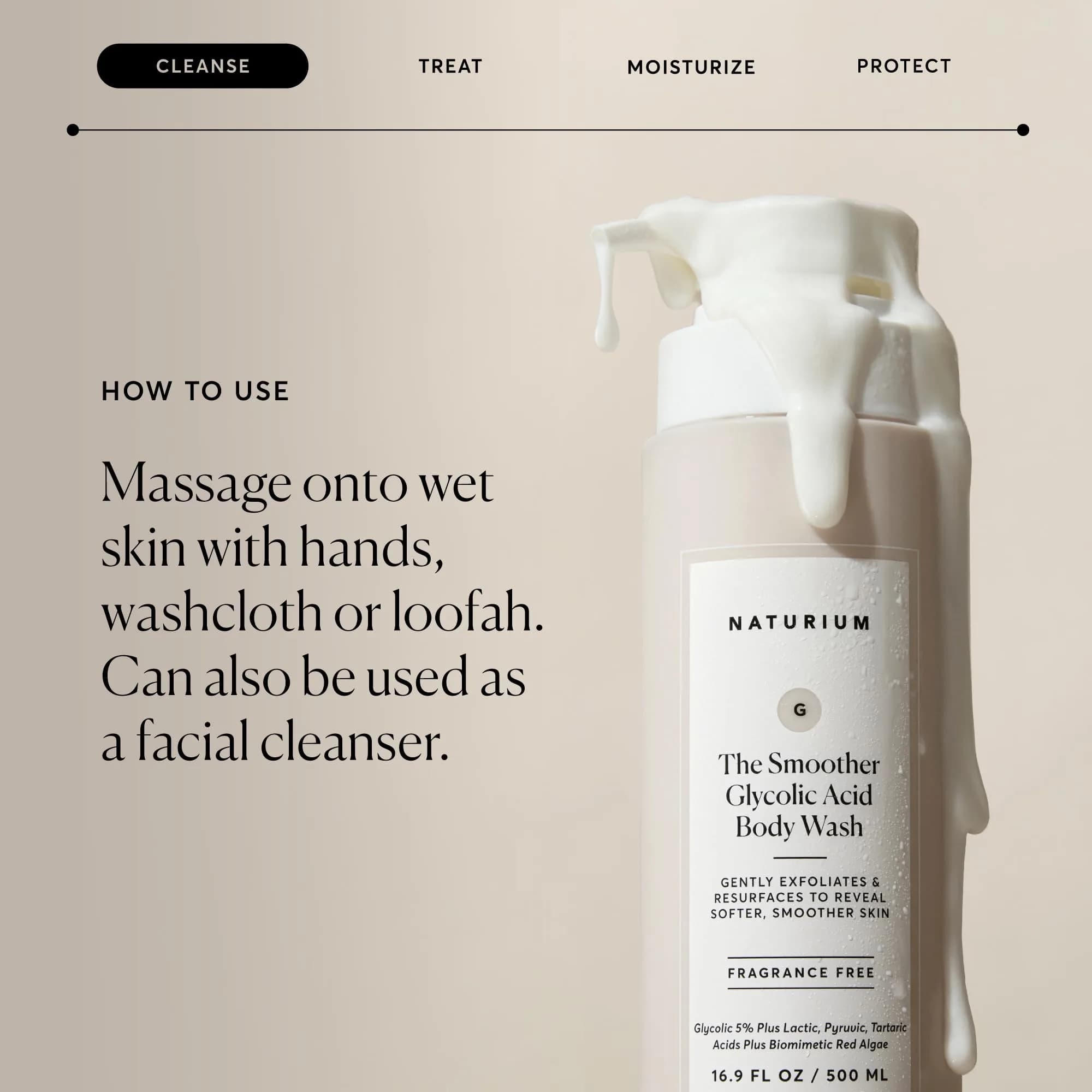 Naturium The Smoother Glycolic Acid Body Wash 500ml (16.9 fl oz) | Exfoliates Rough & Bumpy Texture - view 5