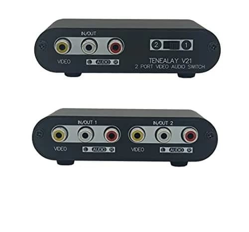 TENEALAY 2-Way AV Switch RCA Switcher 2 in 1 Out | Composite Video & Stereo Audio Selector Box thumbnail 1